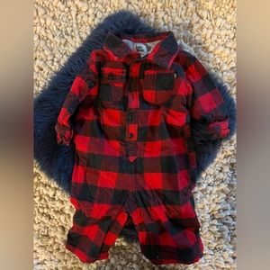 Osh Kosh Baby bgosh Buffalo plaid flannel cotton lined onesie